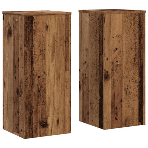 Soportes de plantas 2 uds madera roble envejecido 30x30x70 cm H