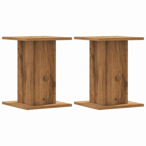 Soportes altavoces 2 uds madera roble artesano 30x30x40 cm M 2