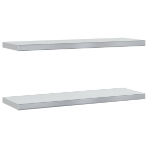 Estantes de pared 2 uds acero inoxidable plateado 75x23.5x3 cm H
