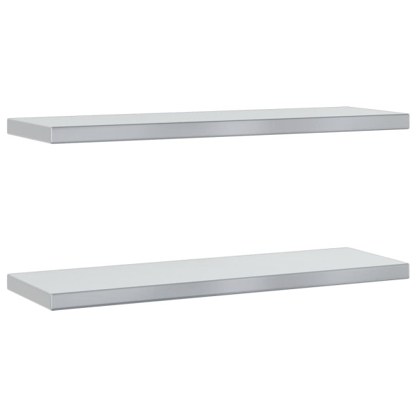 Estantes de pared 2 uds acero inoxidable plateado 75x23.5x3 cm M 2