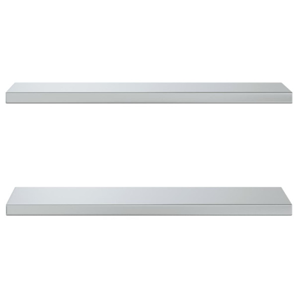 Estantes de pared 2 uds acero inoxidable plateado 75x23.5x3 cm M 5