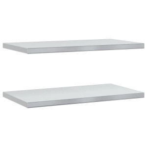 Estantes de pared 2 uds acero inoxidable plateado 75x40x3 cm H