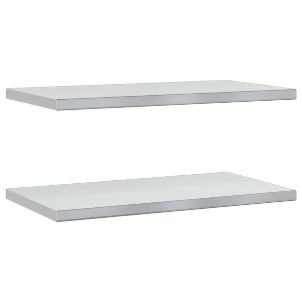 Estantes de pared 2 uds acero inoxidable plateado 75x40x3 cm M 2