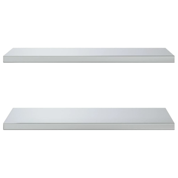 Prateleiras de parede 2 pcs 75x40x3 cm aço inoxidável prateado M 5