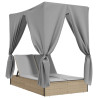 Tumbona doble con techo y cortinas ratán sintético beige 1