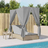 Espreguiçadeira dupla com teto e cortinas vime PE bege 5