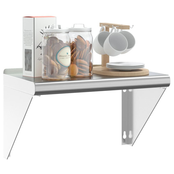 Estante de pared de acero inoxidable plateado 50x30x31 cm M 4