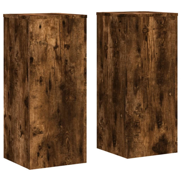 Soportes de plantas 2 uds madera roble ahumado 30x30x70 cm M 2