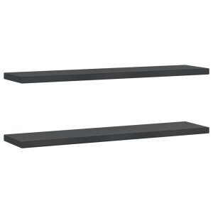Estantes de pared 2 uds acero inoxidable negro 100x23.5x3 cm H