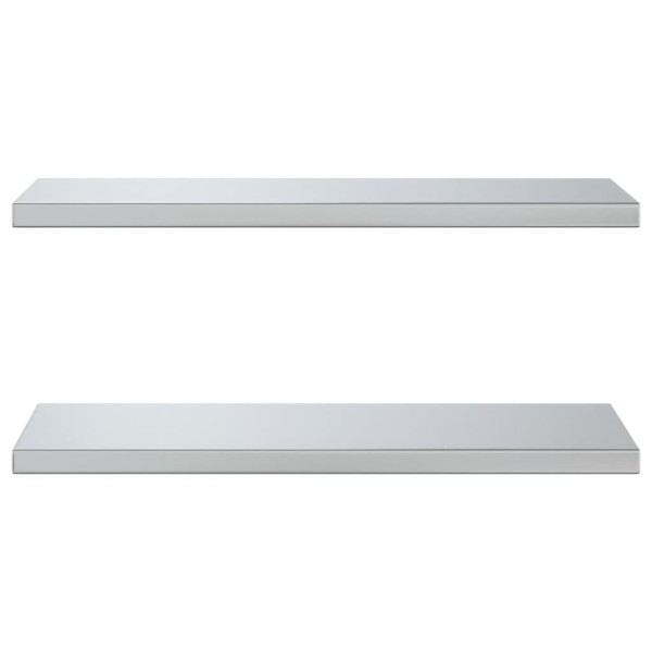 Estantes de pared 2 uds acero inoxidable plateado 75x30x3 cm M 5