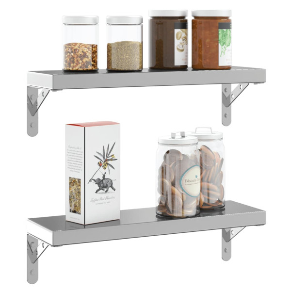 Soportes de estante 4 uds acero inoxidable plata 15x2.5x11.5 cm M 4