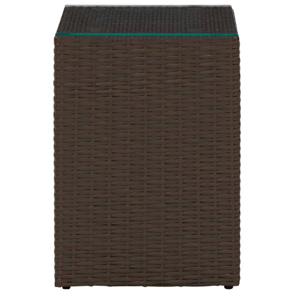 Mesa auxiliar superficie de vidrio ratán PE marrón 35x35x52 cm M 2