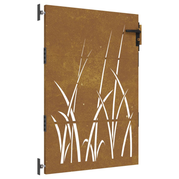Portão de jardim 85x125 cm aço corten design erva M 2