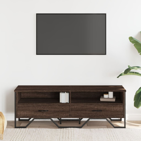 Mueble de TV madera de ingeniería marrón roble 122x34x41 cm M 3