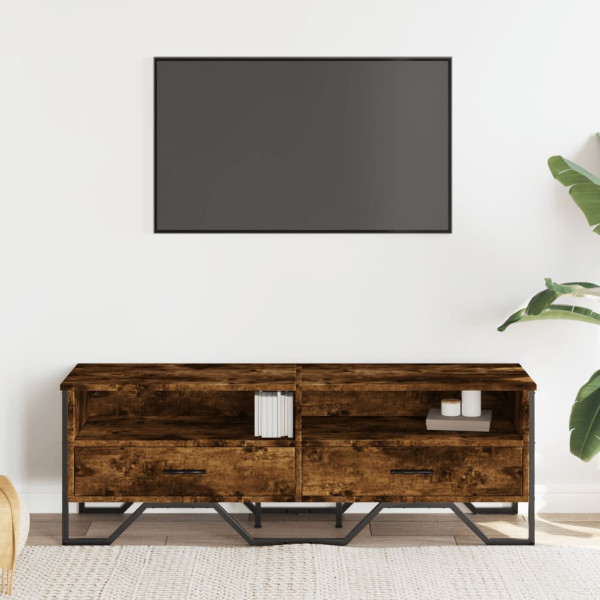Mueble de TV madera de ingeniería roble ahumado 122x34x41 cm M 3