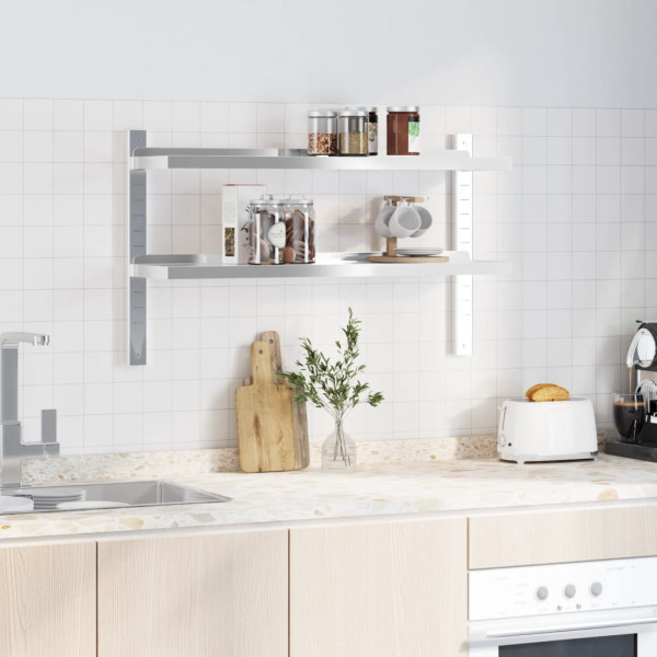 Estante de pared acero inoxidable plateado 100x23.5x60 cm M 3