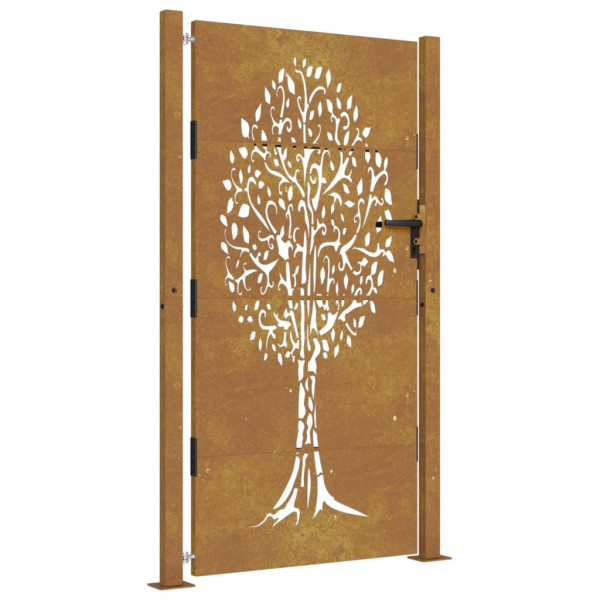 Portão de jardim 105x205 cm aço corten design árvore M 2