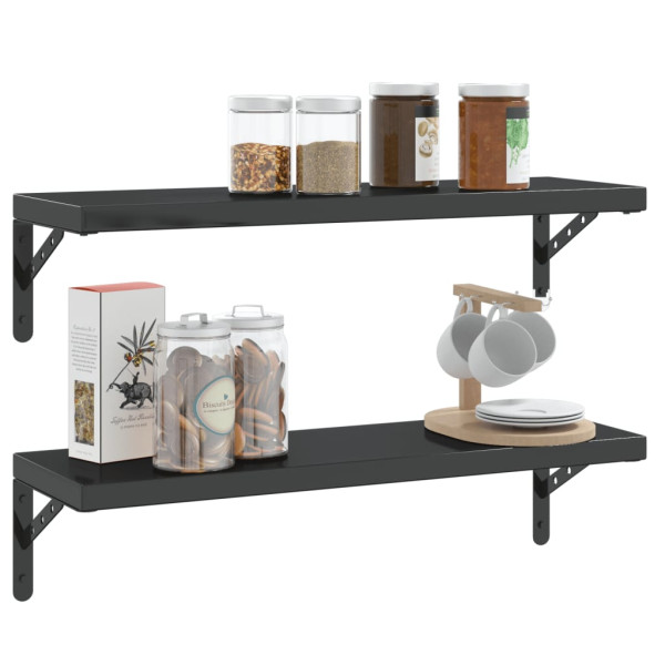 Suportes prateleira 4pcs 23.5x2.5x15.5 cm aço inoxidável preto M 4