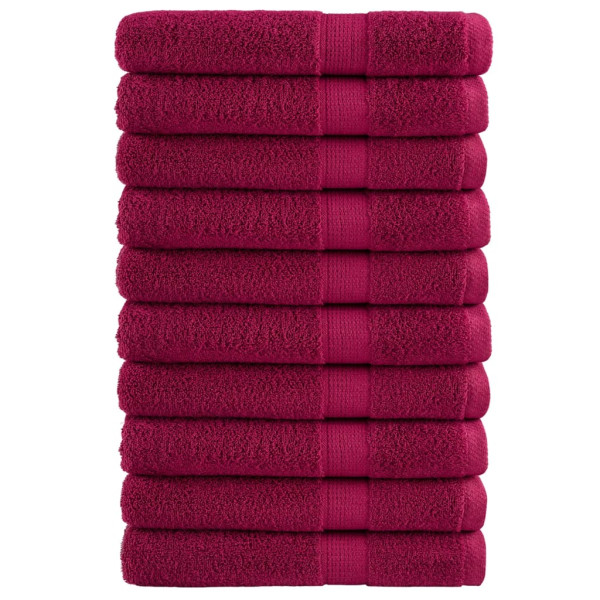 Toallas de sauna 10 uds 100% algodón burdeos 80x200 cm 600 gsm D