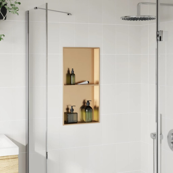 Nicho parede p/ duche 32x62x9cm aço inoxidável dourado escovada M 3