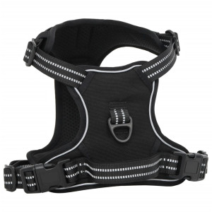Arnés para perros con correa y collar ajustable negro M H