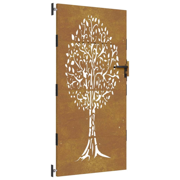 Portão de jardim 85x200 cm aço corten design árvore M 2