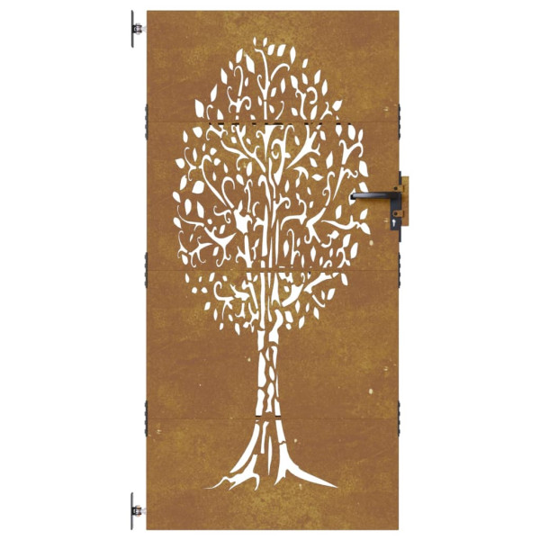 Puerta de jardín acero corten diseño árbol 85x200 cm M 4