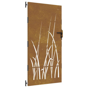 Portão de jardim 85x200 cm aço corten design erva H