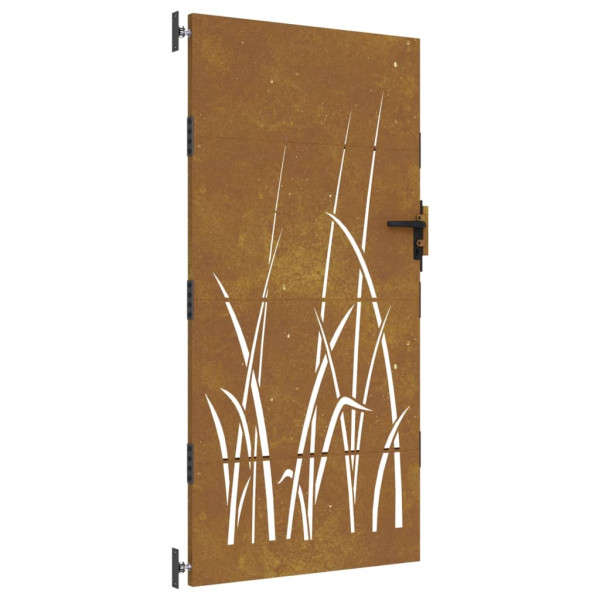 Portão de jardim 85x200 cm aço corten design erva M 2