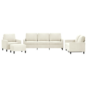 4 pcs conjunto de sofás com almofadões veludo cor creme H