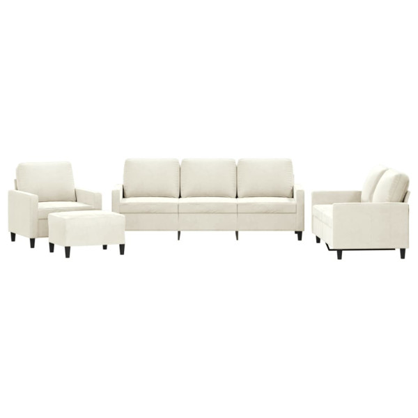 4 pcs conjunto de sofás com almofadões veludo cor creme M 2