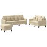 Juego de sofás con cojines 3 piezas tela crema 2