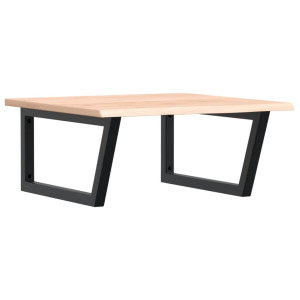 Estante de lavabo de pared de acero y madera maciza de roble H