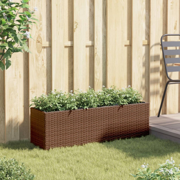 Jardinera con 3 maceteros ratán sintético marrón 105x30x32 cm M 3
