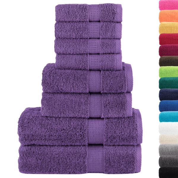 8pcs Conjunto toalhas banho premium SOLUND 600 gsm roxo M 2
