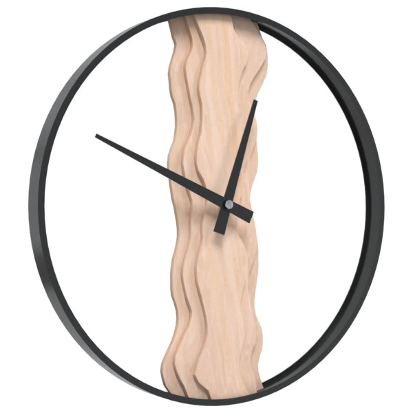 Reloj de pared de hierro y madera de roble marrón Ø35 cm M 3