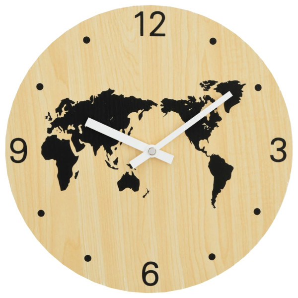 Reloj de pared de madera de ingeniería amarillo y negro Ø30 cm M 2