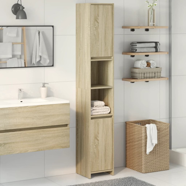 Armario de baño madera contrachapada color roble 30x30x183.5 cm D