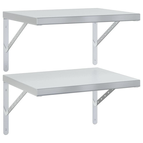 Estantes de pared 2 uds acero inoxidable plateado 50x40 cm M 2