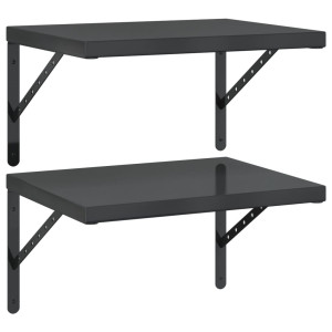 Prateleiras de parede 2 pcs 50x40 cm aço inoxidável prateado H