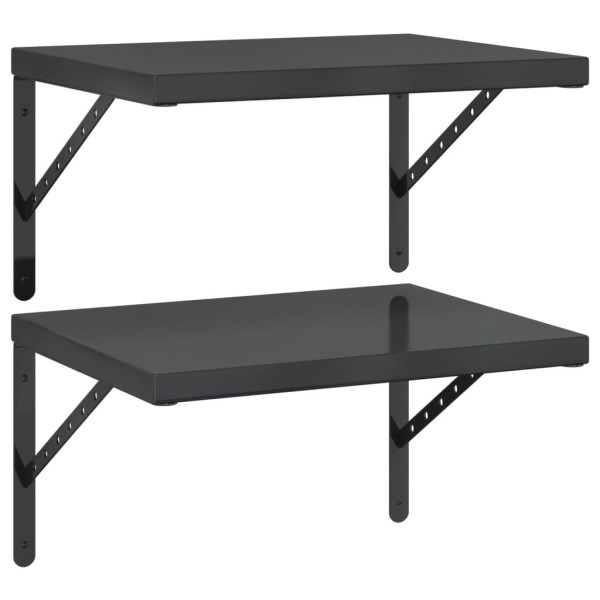Prateleiras de parede 2 pcs 50x40 cm aço inoxidável prateado M 2