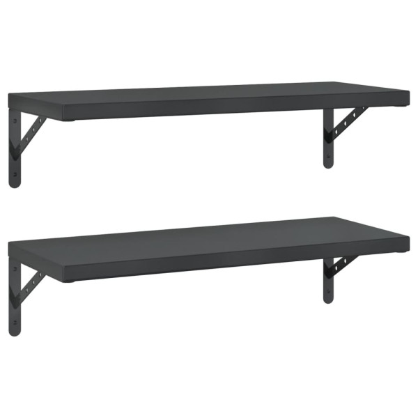 Prateleiras de parede 2 pcs 75x30 cm aço inoxidável prateado M 2
