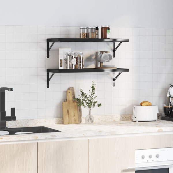 Prateleiras de parede 2 pcs 75x30 cm aço inoxidável prateado M 3