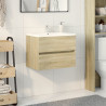 Armario de lavabo contrachapada roble Sonoma 60x38.5x45 cm 1