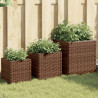 Vasos de jardim 3 pcs vime PE castanho 1