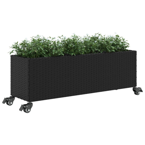 Jardim com rodas e 3 potters rattan PE preto 107x32x38 cm M 4