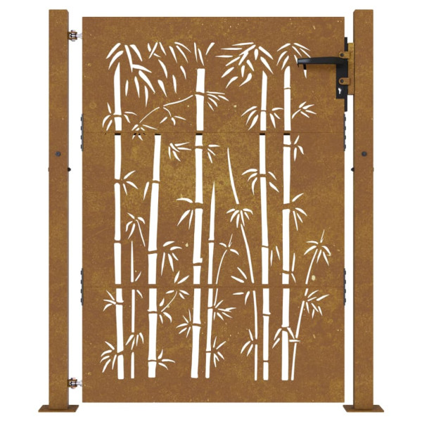 Portão de jardim 105x130 cm aço corten design bambu M 4