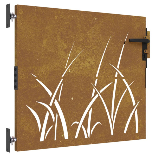 Puerta de jardín acero corten diseño hierba 85x100 cm M 2