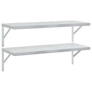 Prateleiras de parede 2 pcs 100x40 cm aço inoxidável prateado H