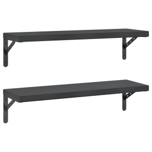 Estantes de pared 2 uds acero inoxidable negro 75x23.5 cm H